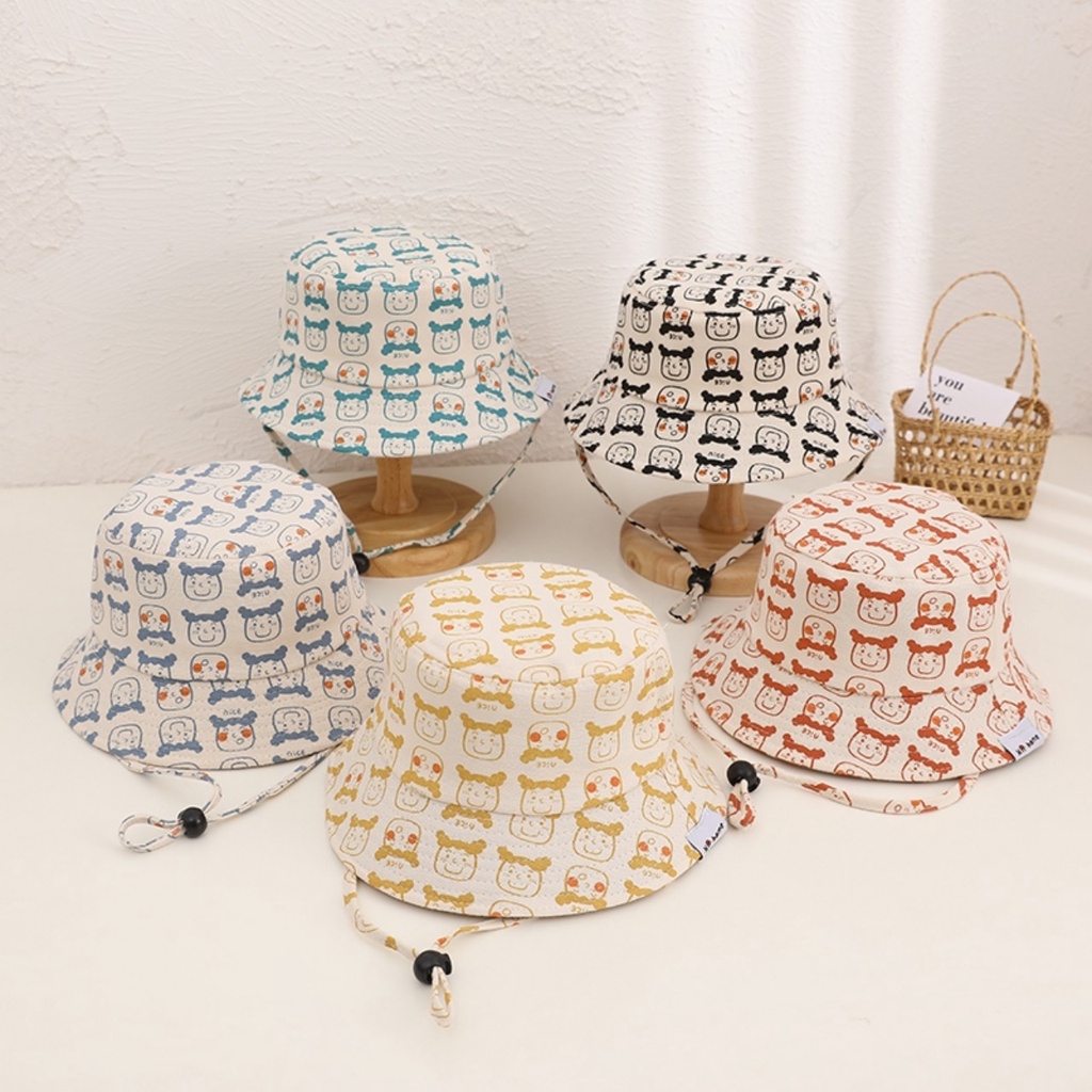 Mũ nón bubket vành vải cotton họa tiết đáng yêu, chất cotton và sợi dệt thoáng mát bé gái 2 đến 4 tuổi.