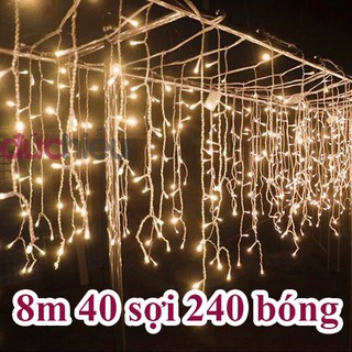 [ Hàng chất lượng ] Dây đèn LED rèm 8m 40 sợi, dây đèn chớp tắt, đèn trang trí noel