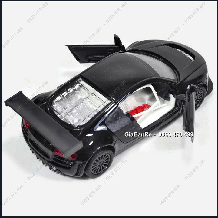 MÔ HÌNH KIM LOẠI SIÊU XE AUDI R8 LMS TỈ LỆ 1/32 15CM - ĐEN - 9612DE