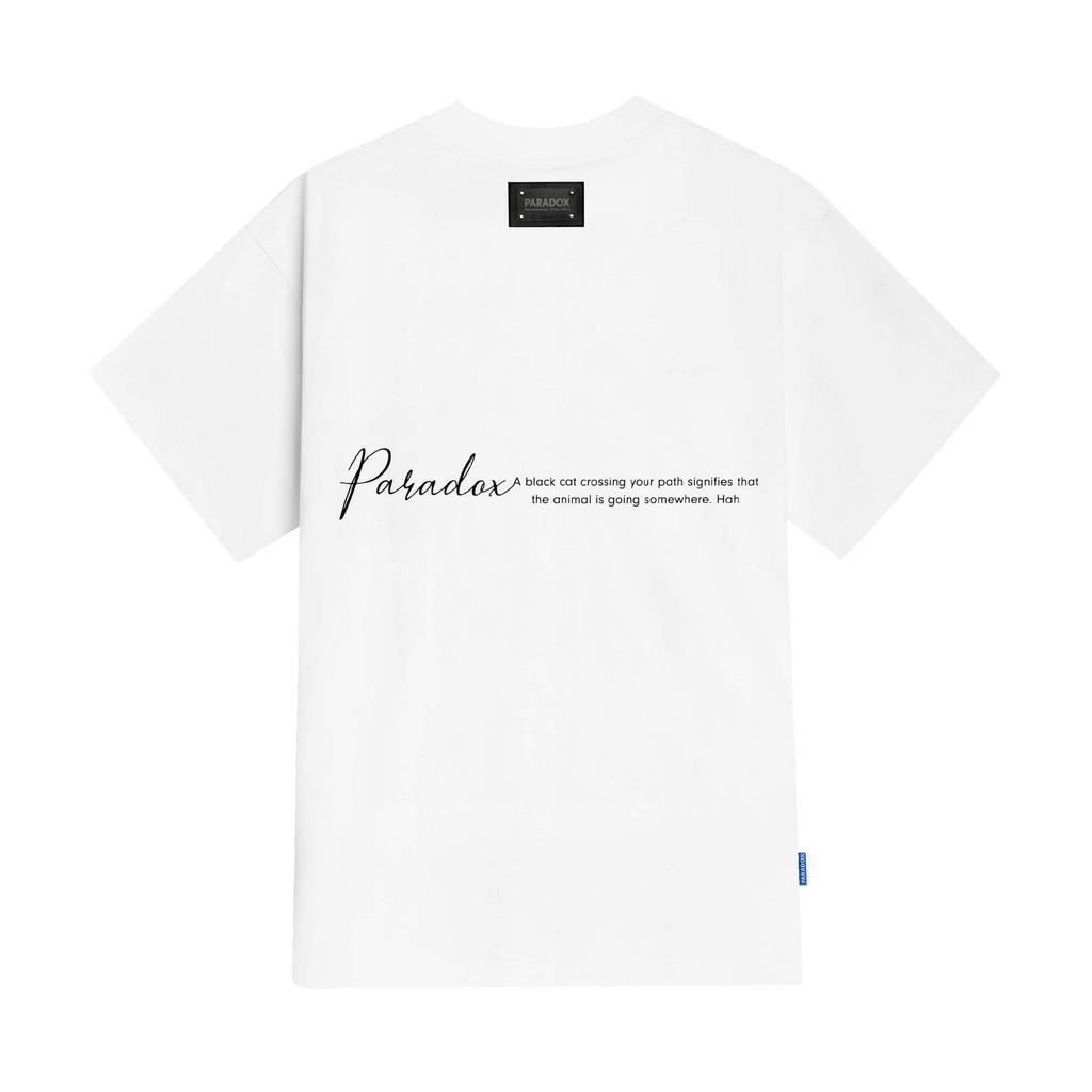 Áo thun form rộng Paradox tay lỡ - Unisex - In hình - MEW PAINT - Đen, Trắng
