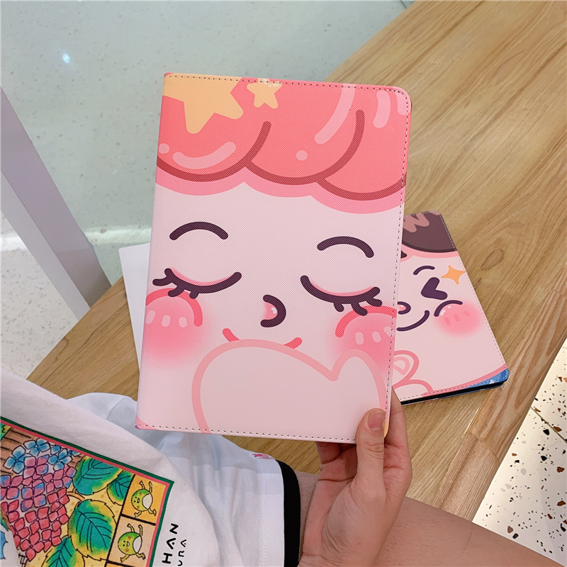 【really stock】The New Apple IPad Air Pro 7.9 9.7 10.5 11 10.2 10.9" Inch Mini 1/2/3/4/5 2017/2018/2019/2020/2021 Cute Baby with big face Cartoon Auto Sleep Case Cover Protector Sleeves Holder