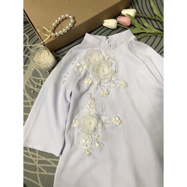 Hoa Voan ghép cánh đính đầm váy