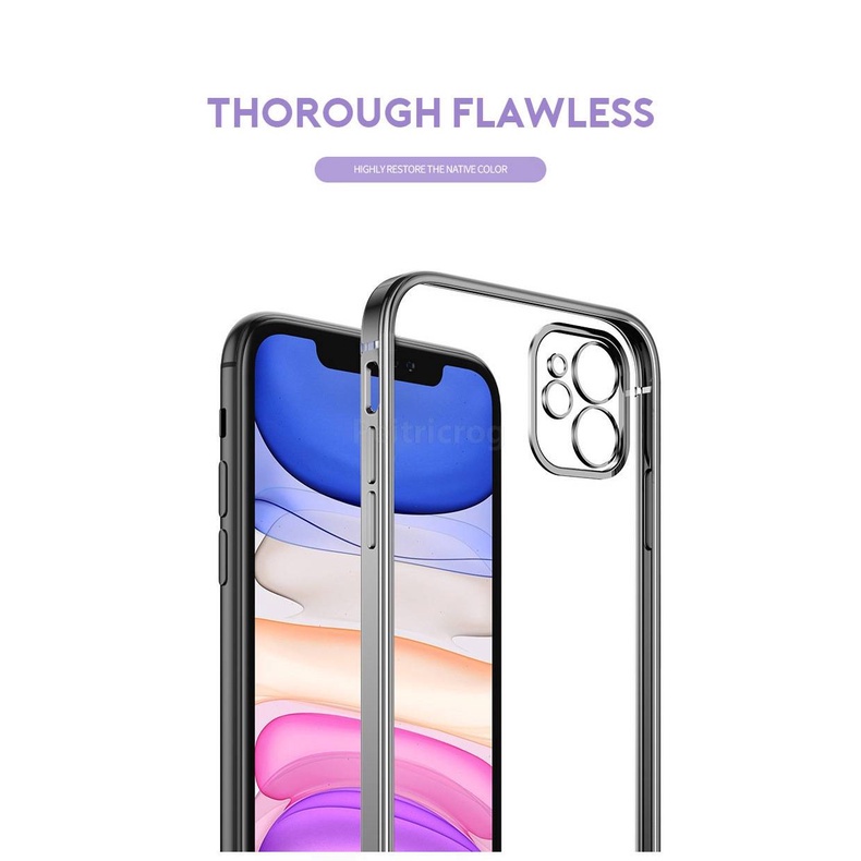 Ốp điện thoại TPU dẻo viền vuông mạ trong suốt sang trọng thích hợp cho iPhone 11 12 Pro Max Mini 7 8 Plus X XS Max XR