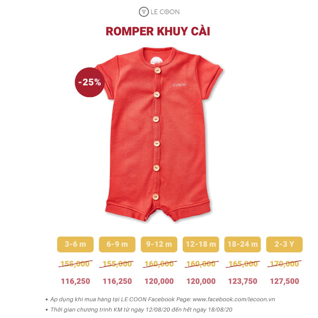 Le coon - Romper khuy cài cộc - Body cho bé chất liệu cotton 100%