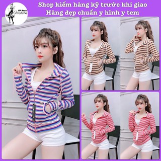 [Hot hot] Áo Khoác Nữ Ôm Body Vải Thun Gân Sọc Chống Nắng Thời Trang Mẫu Siêu Hot