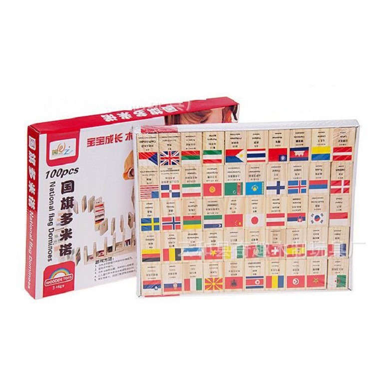 Bộ DOMINO 100 quân cờ các nước - 100 lá cờ các quốc gia