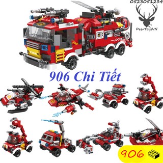 [906 CT - HỘP GIẤY] BỘ ĐỒ CHƠI XẾP HÌNH Lắp Ghép Lính Cứu Hỏa, Lắp Ghép Xe Cứu Hỏa
