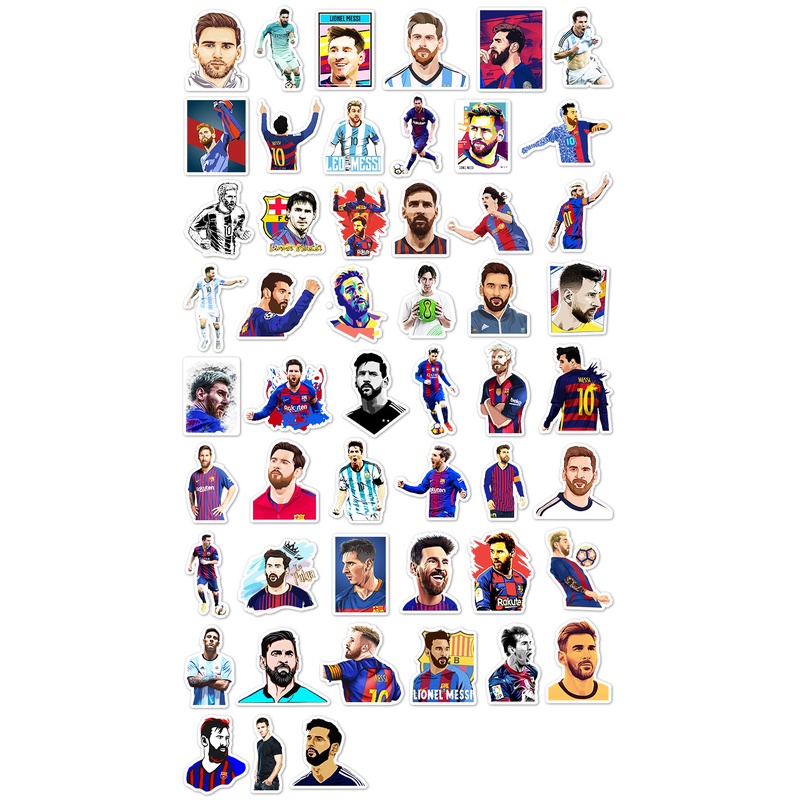 Combo 30 Sticker Chống Nước Decal Dán Điện Thoại Laptop Mũ Bảo Hiểm Vali Đàn Guitar Bình Nước Sổ Tay Graffiti [MESSI]