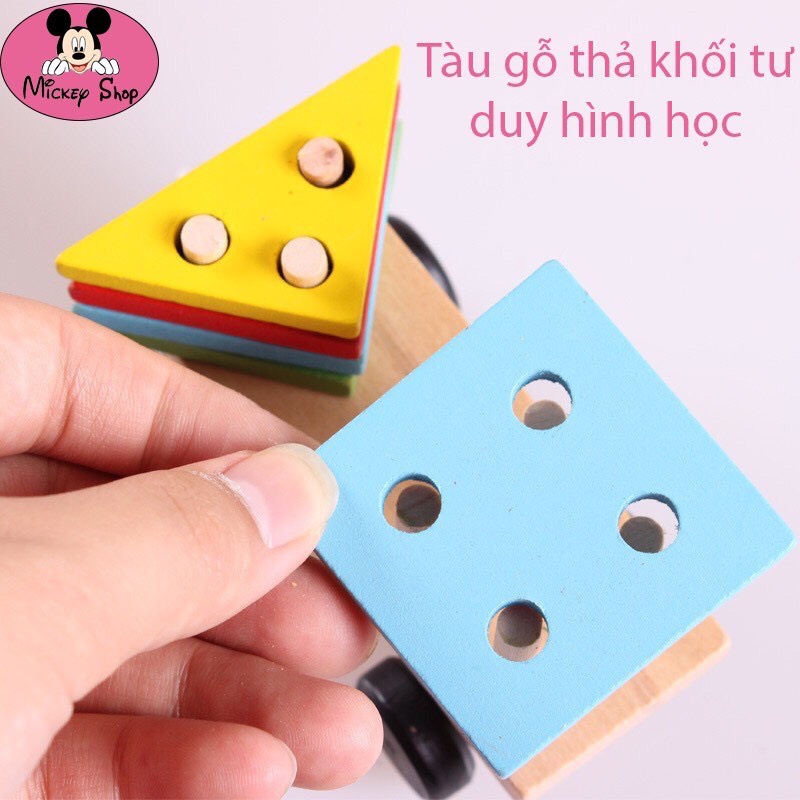 Đồ Chơi Gỗ, Tàu Thả Hình Khối, Giúp bé nhận biết màu sắc, đồ chơi an toàn tuyệt đối cho bé