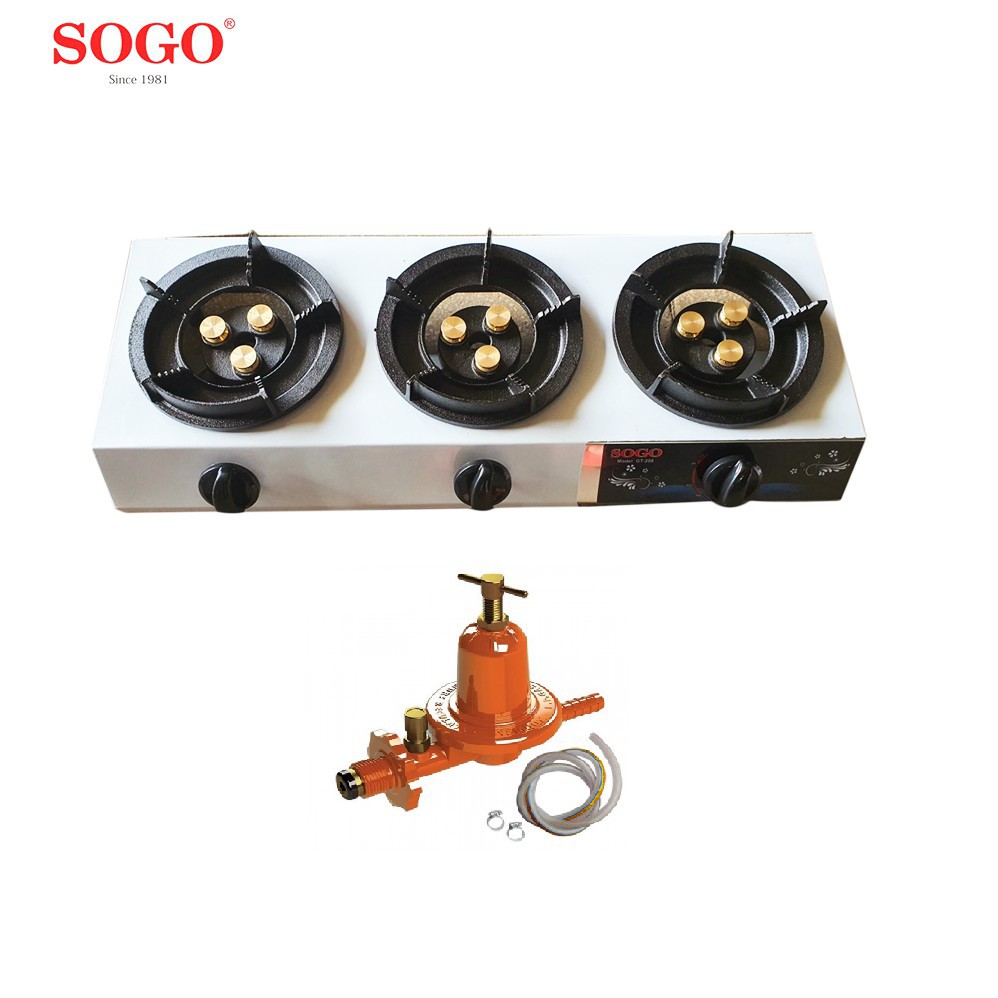 Bếp Khè Gas Công Nghiệp mẫu mới 3 đầu đốt sogo đủ loại 1 lò, 2 lò, 3 lò, 4 lò