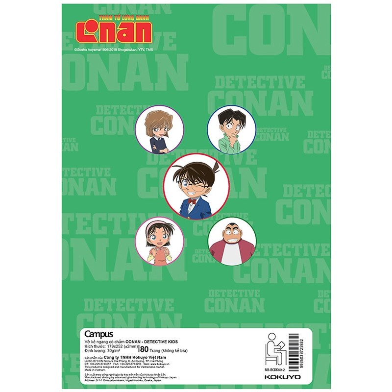 Vở Kẻ Ngang Có Chấm Campus Conan Detective Kids 80 Trang NB-BCDK80