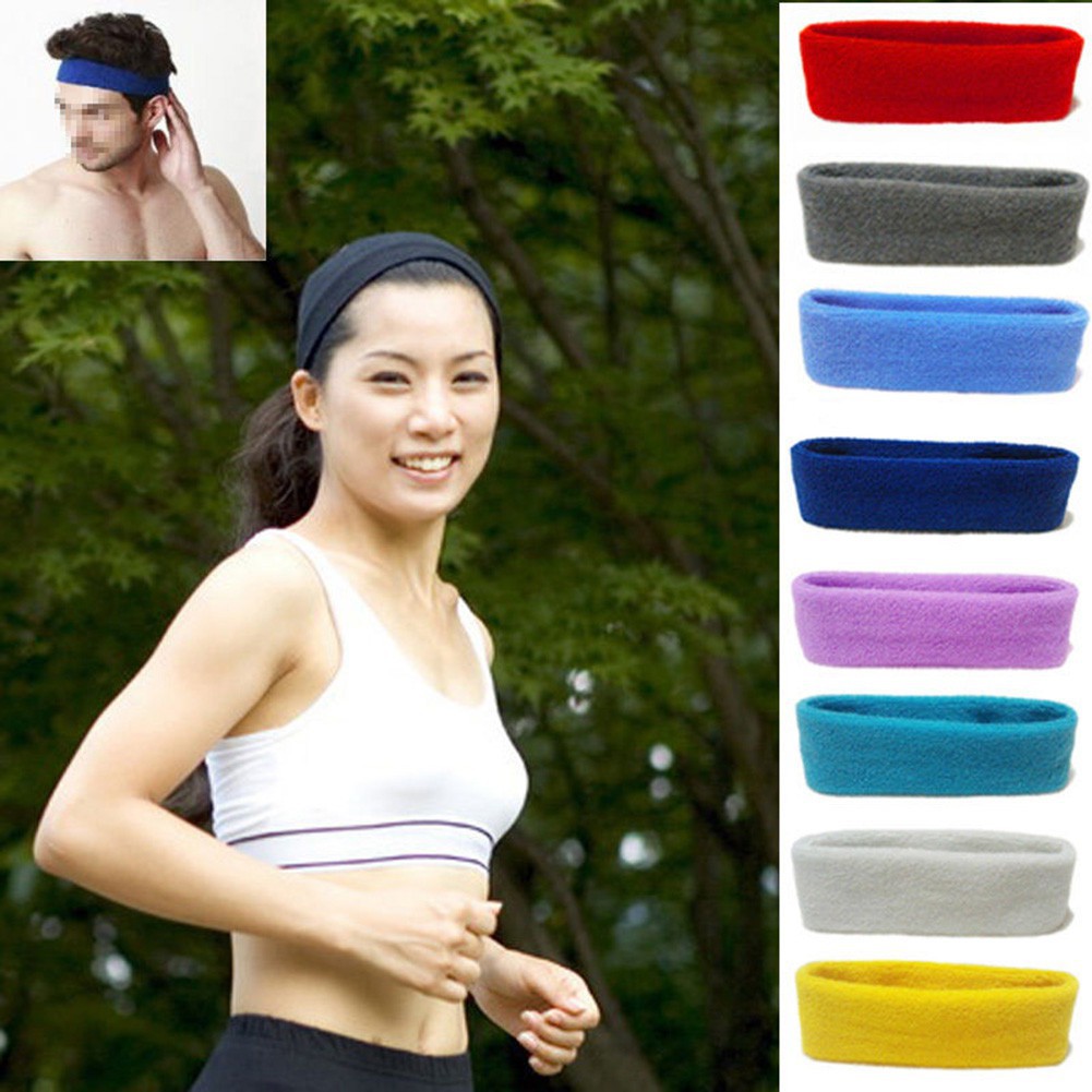 Băng đô thể thao màu trơn thấm hút mồ hôi
