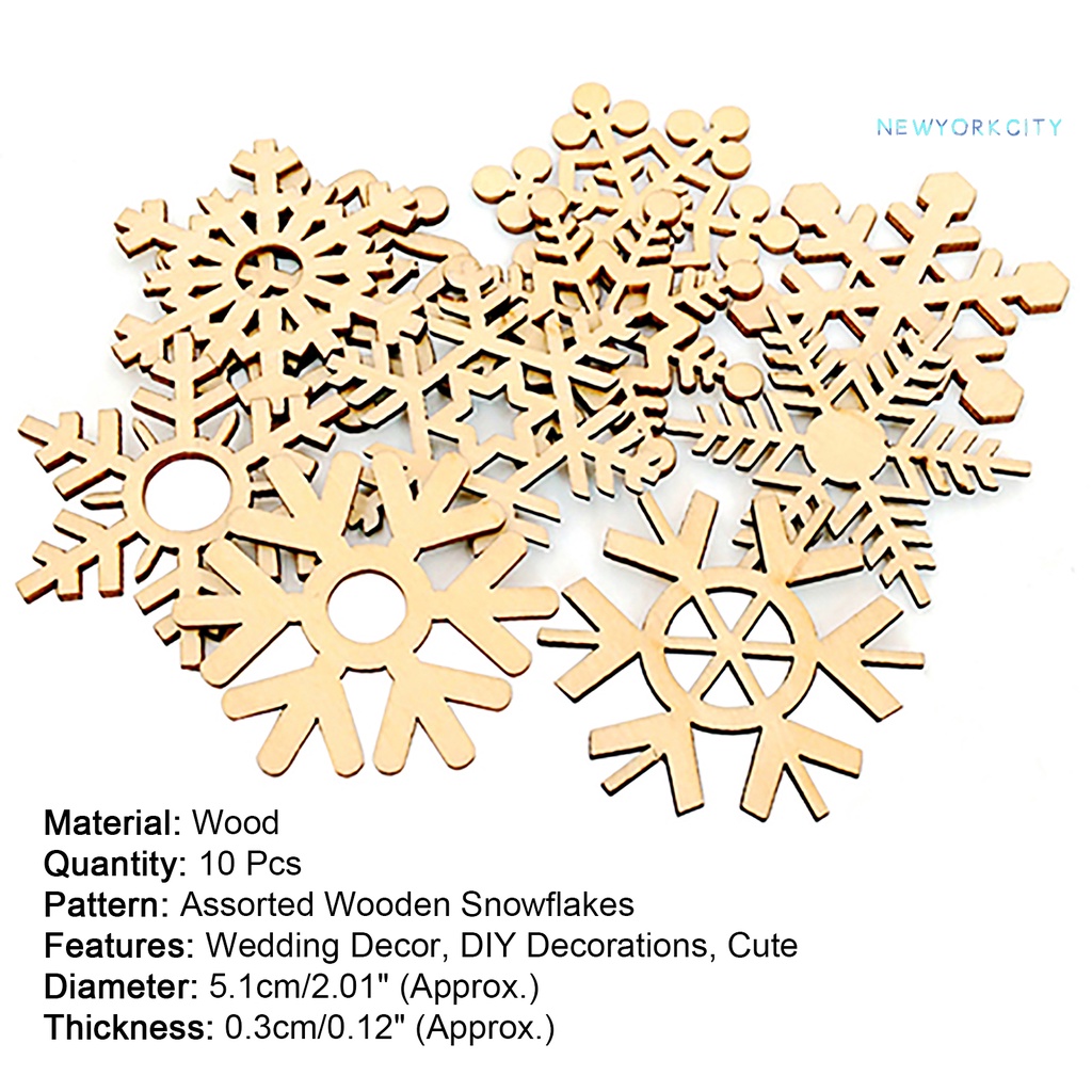 Bộ 10 bông tuyết bằng gỗ trang trí giáng sinh