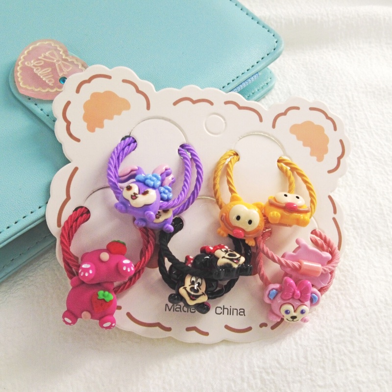 Set 10 Dây Cột Tóc Họa Tiết Hoạt Hình Cho Bé Gái