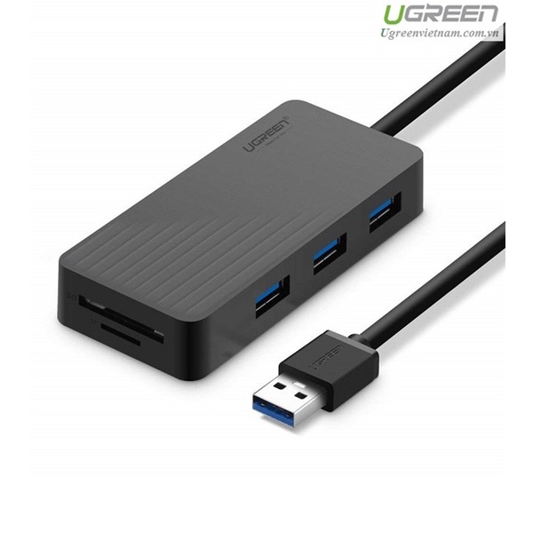 HUB Bộ chia USB 3.0 ra 3 cổng tích hợp đầu đọc thẻ SD/TF Ugreen 30413 chính hãng