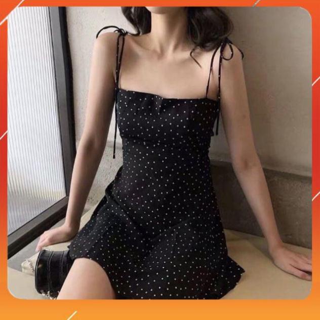 Đầm váy 2  dây sexy ôm  xoè gấu Đen  Trắng Chấm bi đen Chất liệu voan mịn- shop thời trang nữ xinh | BigBuy360 - bigbuy360.vn