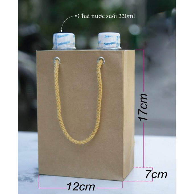 JG- 50 Túi Giấy Kraft Nhỏ Size 17x12x7cm Đựng Chai Thủy Tinh Dầu Dừa