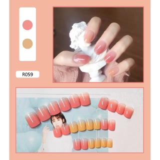 Bộ 24 móng tay giả phối màu dưa hấu R059 kèm keo dán tiện dụng