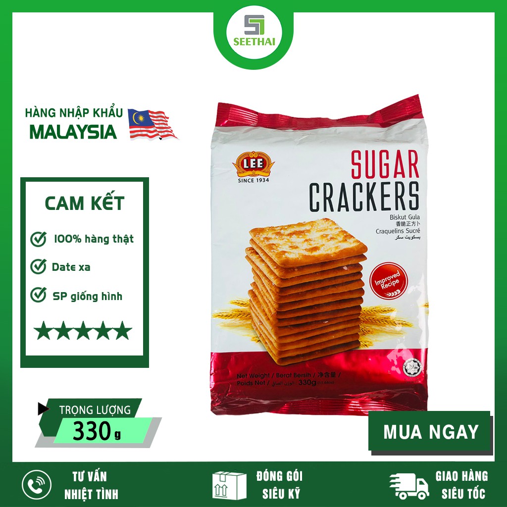 Bánh quy giòn rụm Sugar Cracker 322g bánh cracker Malaysia