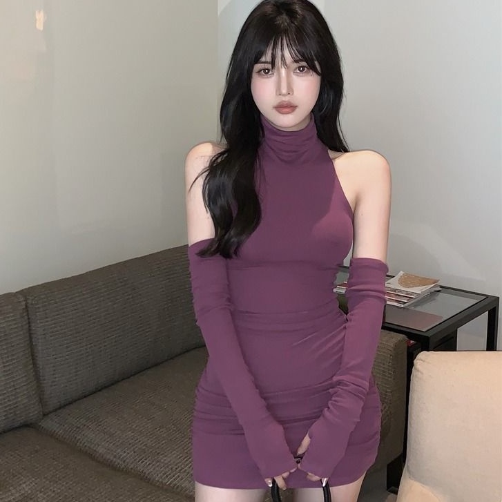 Đầm Nữ Cổ Cao Hở Vai Thời Trang Quyến Rũ