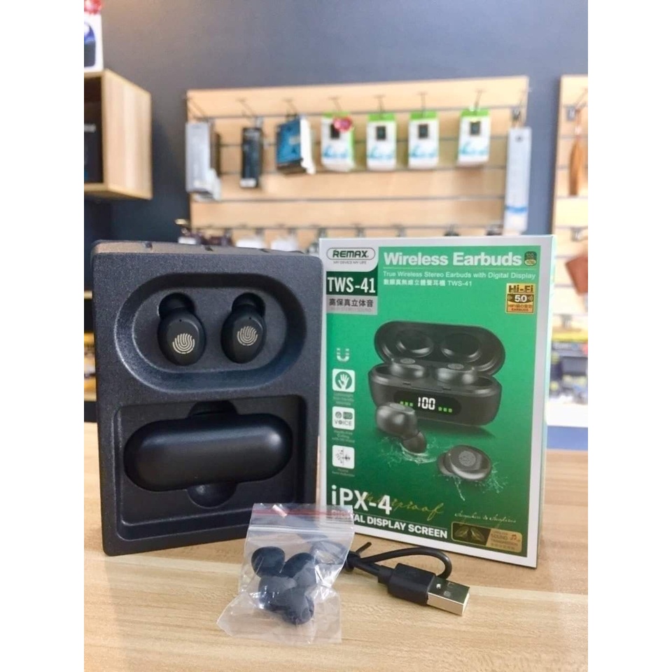 Tai Nghe Bluetooth True Wireless Remax TWS-41 tích hợp màn hình LED