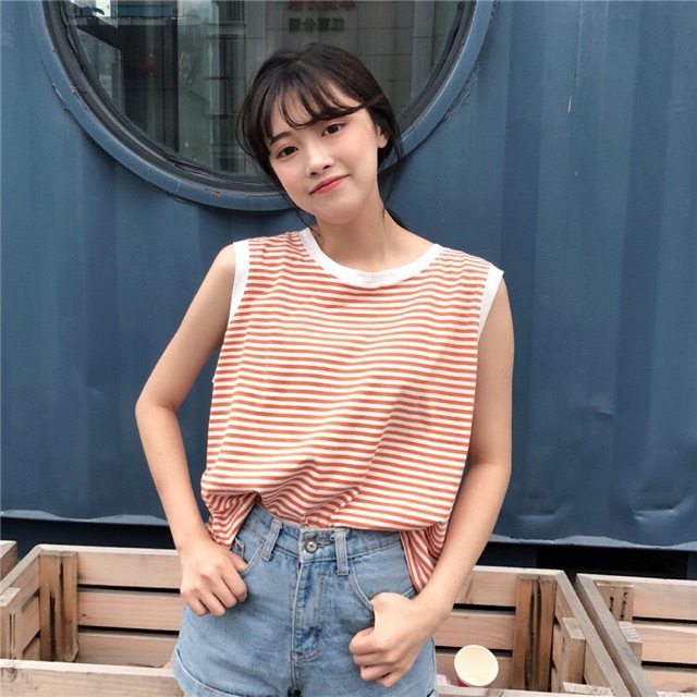 Áo tanktop kẻ nữ (có sẵn)