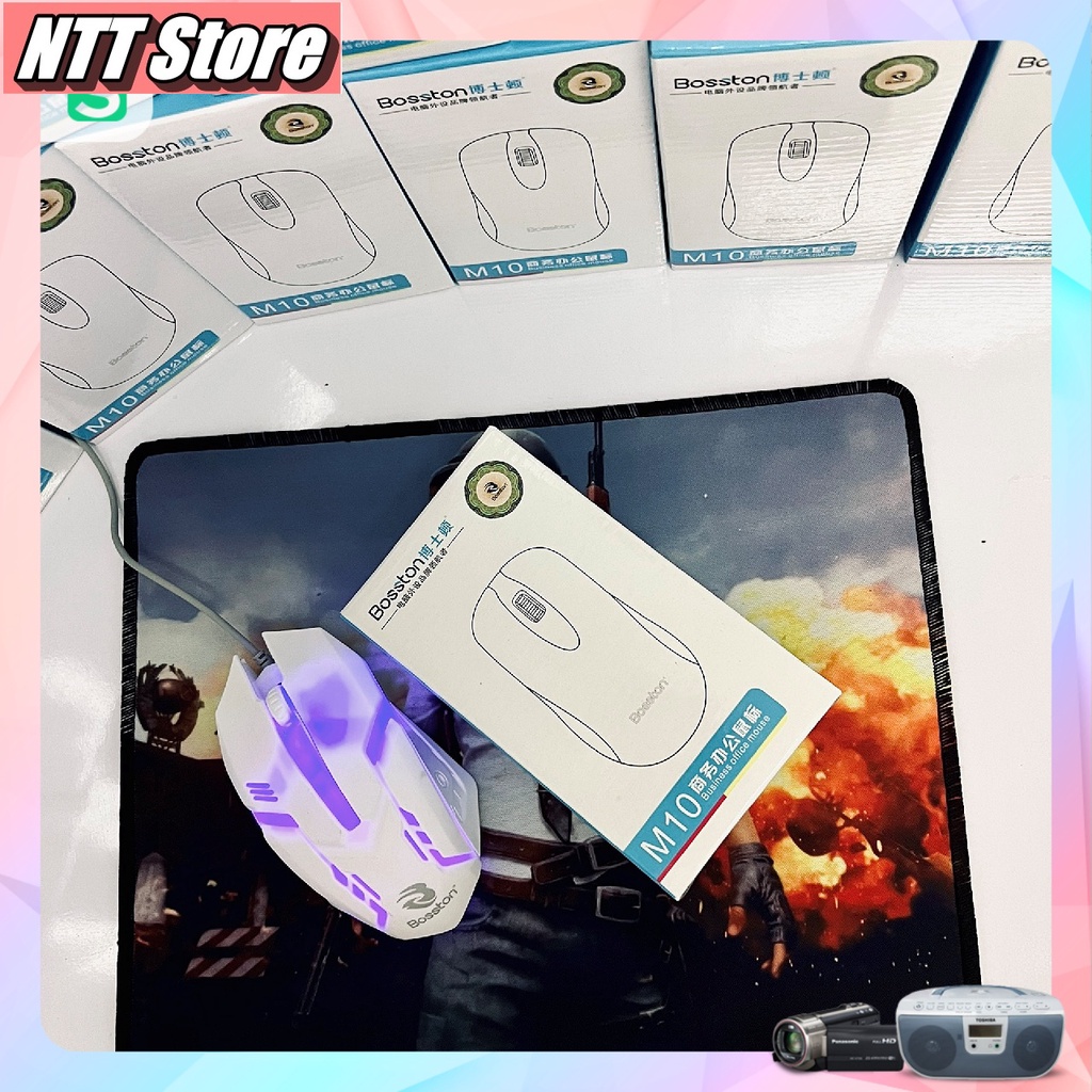 Chuột Gaming Siêu Bền Bosston M10 Chuột Chơi Game Có Dây 1200 Dpi Kèm Đèn Led nền siêu chất NTT STORE