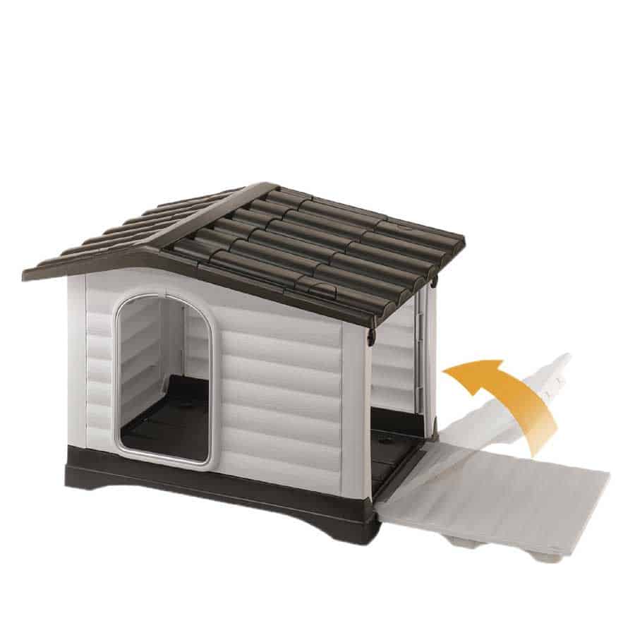 [2 Size] Nhà/ Chuồng cho chó bằng nhựa có hiên 2 cửa thoáng mát XINDING Pet House 424 dùng ngoài trời dễ dàng vệ sinh