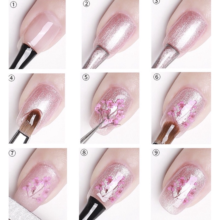 Hoa khô nail 5 cánh ẩn gel - Hoa khô nail trang trí móng