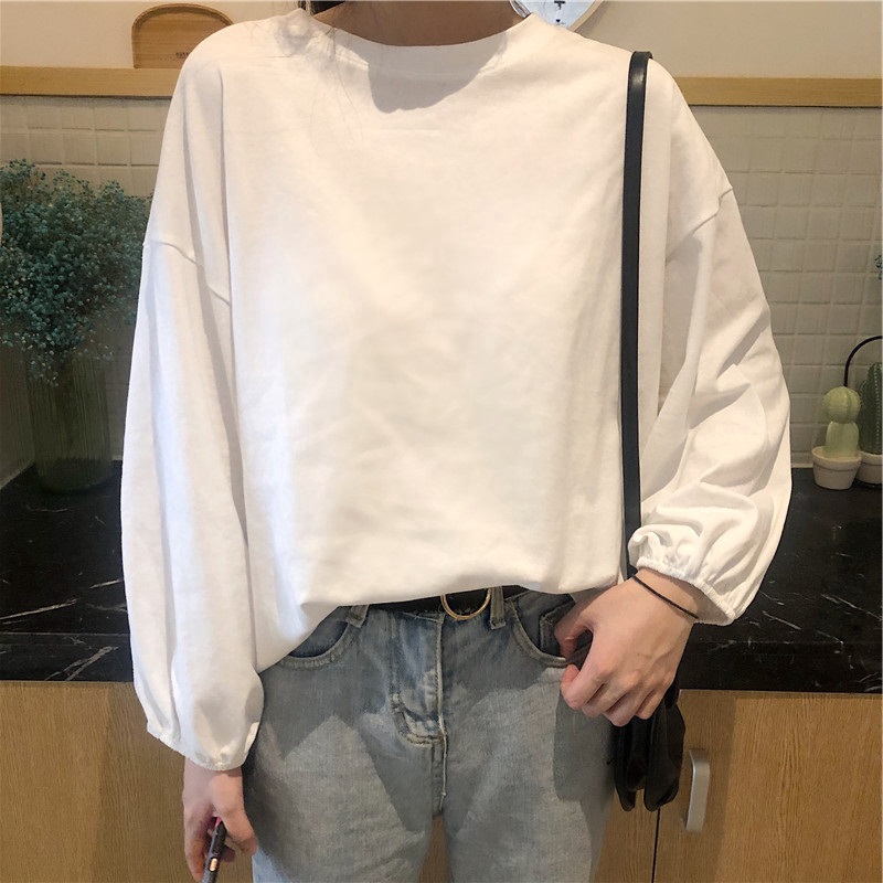 SUXI Áo thun nữ tay dài kiểu Hàn Quốc