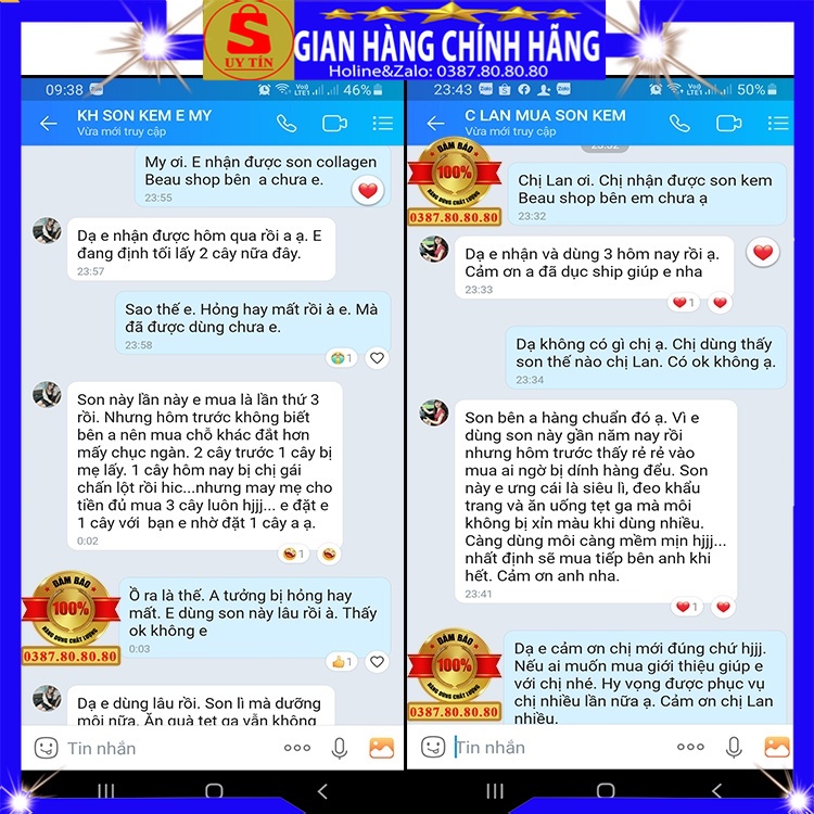 Son kem siêu lì không trôi khi ăn uống chống nắng cao cấp chính hãng Beau Shop hàn quốc son nước lâu trôi collagen 24h