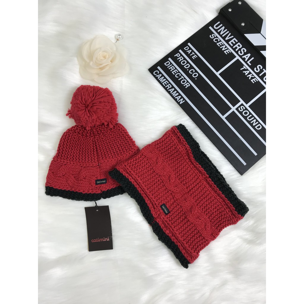 Set khăn ống + mũ xuất dư hãng CATIMINI cho bé giữ ấm cực tốt
