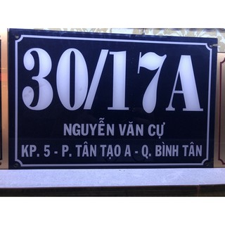 Bảng số nhà mica xanh trắng