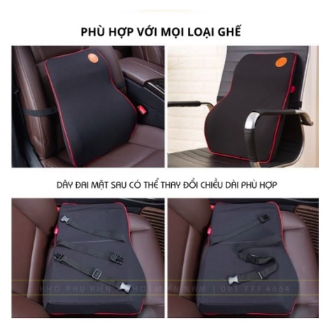 [QUÀ TẶNG 01 MÓC DÁN TƯỜNG] Gối tựa đầu và lưng cao su non để ghế ô tô, văn phòng