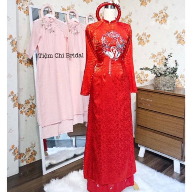  Áo dài gấm tơ 4tà