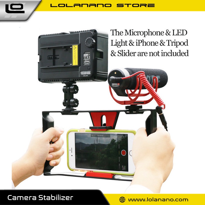 Tay cầm chống rung 4-7 inch - màu đen/đỏ cho máy ảnh | BigBuy360 - bigbuy360.vn