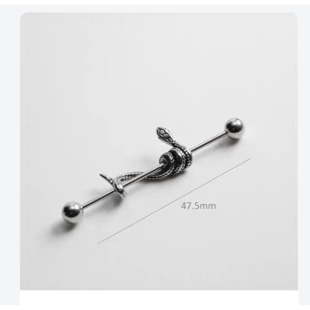 khuyên indus hình con rắn cá tính - khuyên thép ko gỉ