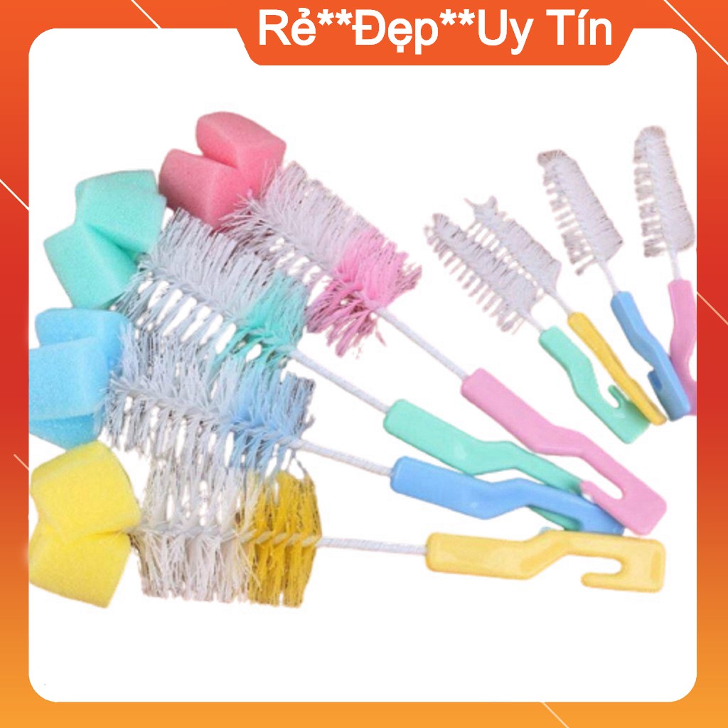Bộ chổi cọ rửa bình sữa, núm ti 2 chi tiết cho bé chống chày xước Doli Shop