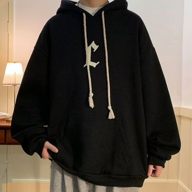 Áo Hoodie Mùa Thu Dáng Rộng Tay Dài In Chữ Màu Nâu Cổ Điển Thời Trang Nam Và Nữ