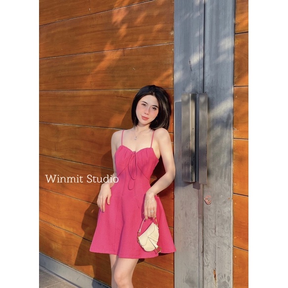 Đầm 2 Dây Chiết Eo Nơ Ngực Xinh Xắn, Váy 2 Dây Đi Biển | Winmit.studio
