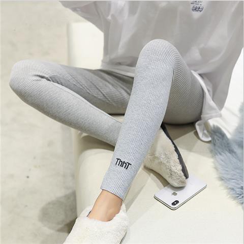 Đen Quần Legging Dày Dặn Kẻ Sọc Thời Trang Cho Nữ Sinh