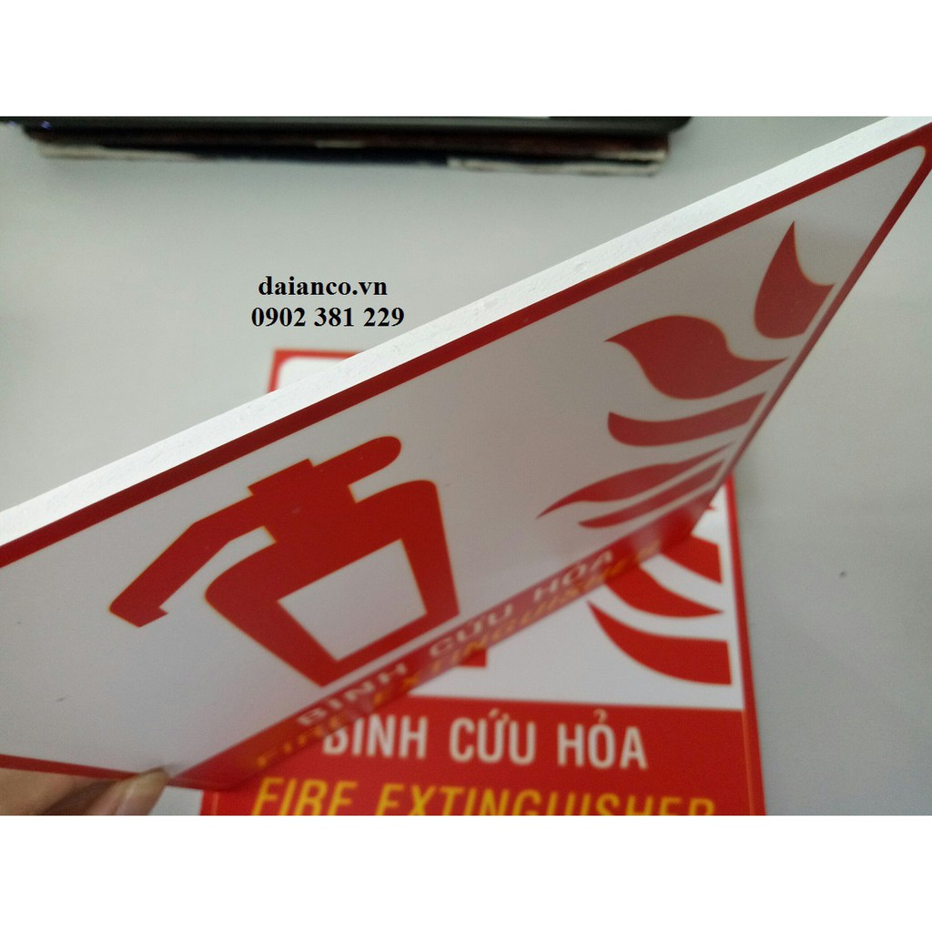 Biển báo bình chữa cháy, bình cứu hỏa decal dán Fomex 20 x 20cm