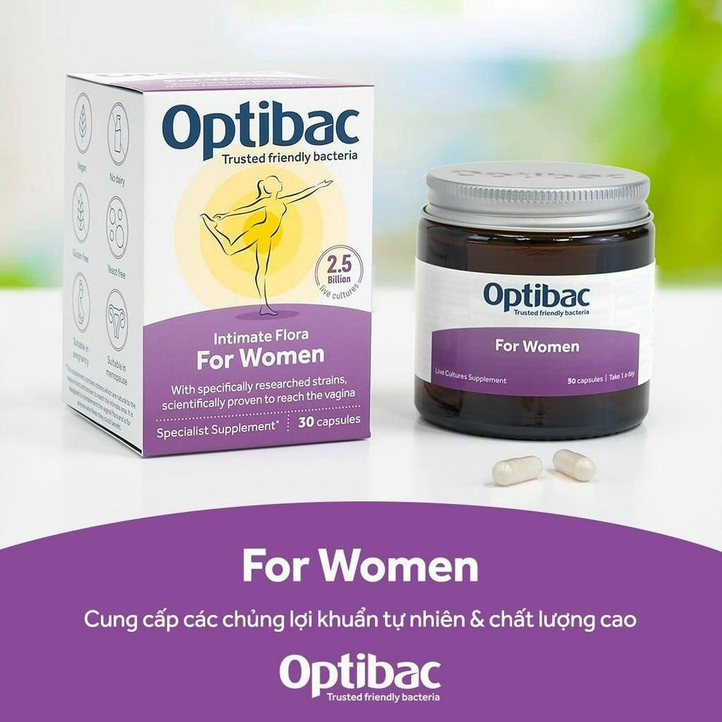 Men Vi Sinh Phụ Khoa Optibac For Women Lợi Khuẩn, Ngăn Ngừa Viêm Phụ Khoa, Hỗ Trợ Cân Bằng Độ PH Phụ Nữ 30 - 90 Viên
