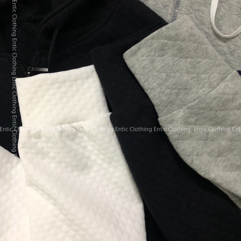 [100% Ảnh thật] Áo khoác hoodie khoá kéo thêu hình tim, ô đan vuông phong cách popcorn Hàn Quốc