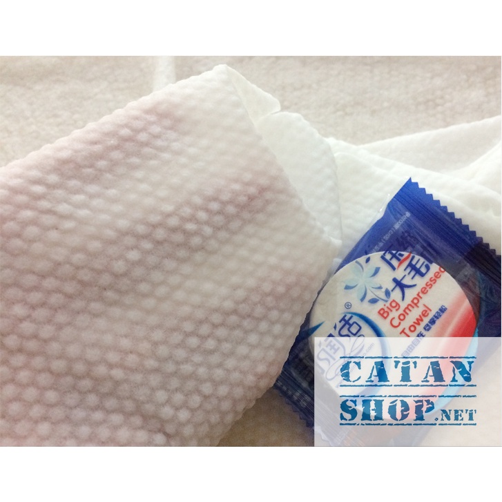 Khăn tắm cotton dạng nén dùng 1 lần , Khăn du lịch Đa Năng Tự Nhiên Thấm Nước Tốt GD580-KtamN-xanh