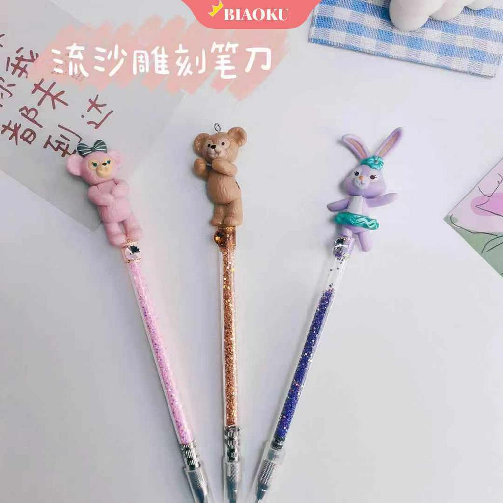 Dao rọc giấy dạng bút đính kim sa lấp lánh thiết kế phong cách hoạt hình dễ thương