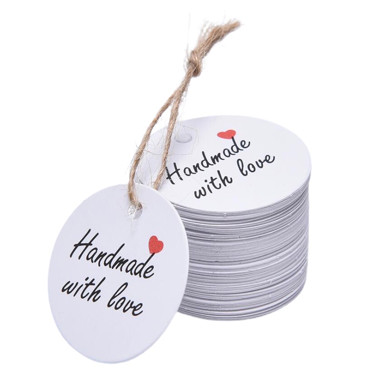 [hedenotation 0609] 100Pcs  Paper Thank You Tags Handmade Gift Craft Labels Wedding Party Favour