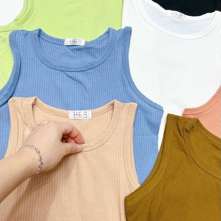 Áo ba lỗ croptop nữ tăm gân nữ vạt bầu cổ tròn dáng ôm kiểu dáng mới trẻ trung cá tính