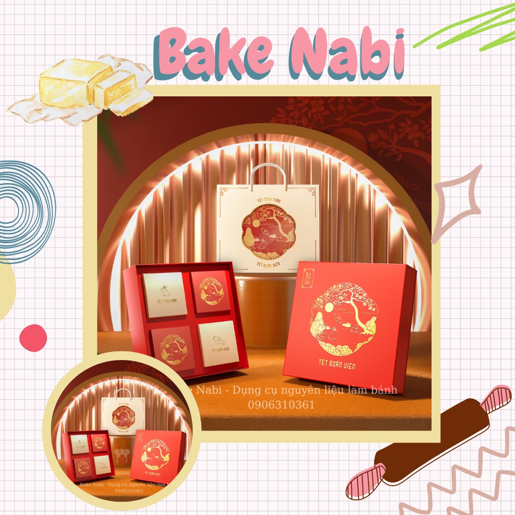 ( Rẻ Vô Địch ) Thỏ Ngọc 4 Bánh - Hộp Bánh Trung Thu