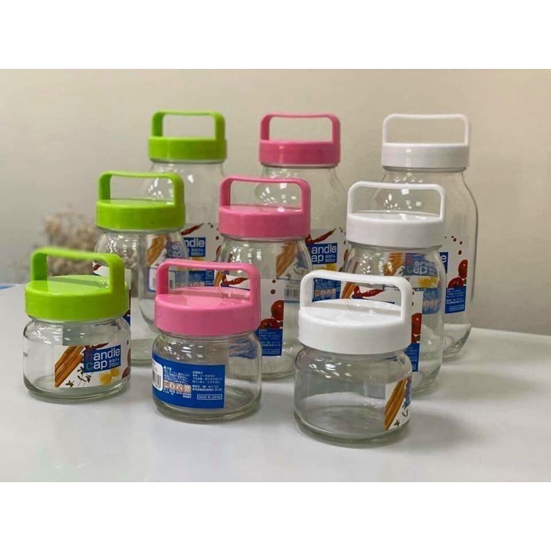 ☘️ Hũ thuỷ tinh có quai xách - Made in Japan.